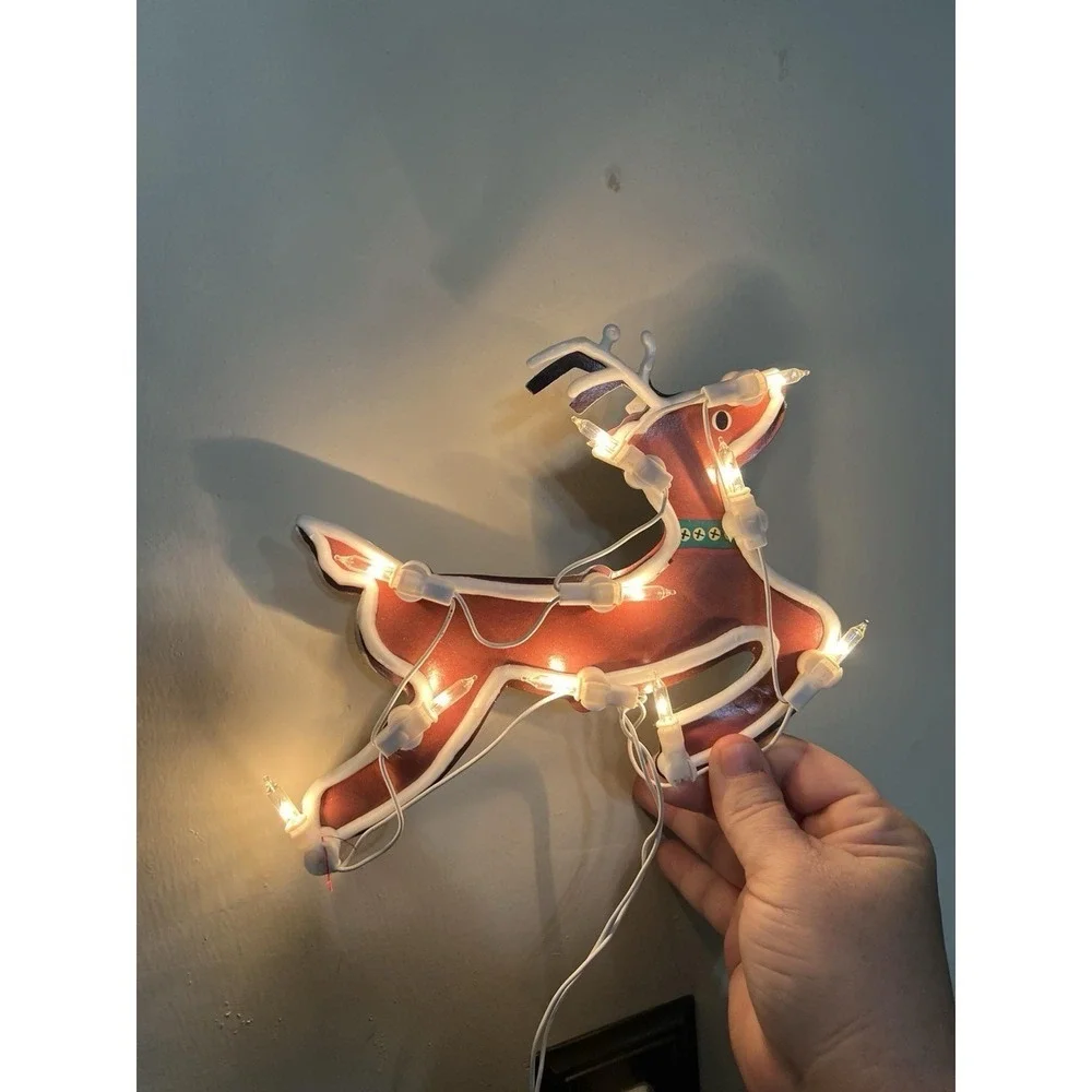 Lighted Reindeer Silhouette Plug-In Christmas Window Decor Tested Working